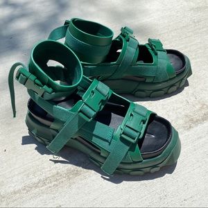 Rick Owens Green Hiking Tractor Ankle Sandals